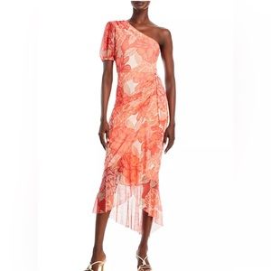 BCBGMaxAzria One Shoulder High Low Dress CORAL